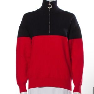 Sandro Colorblock Mock Neck Sweater
